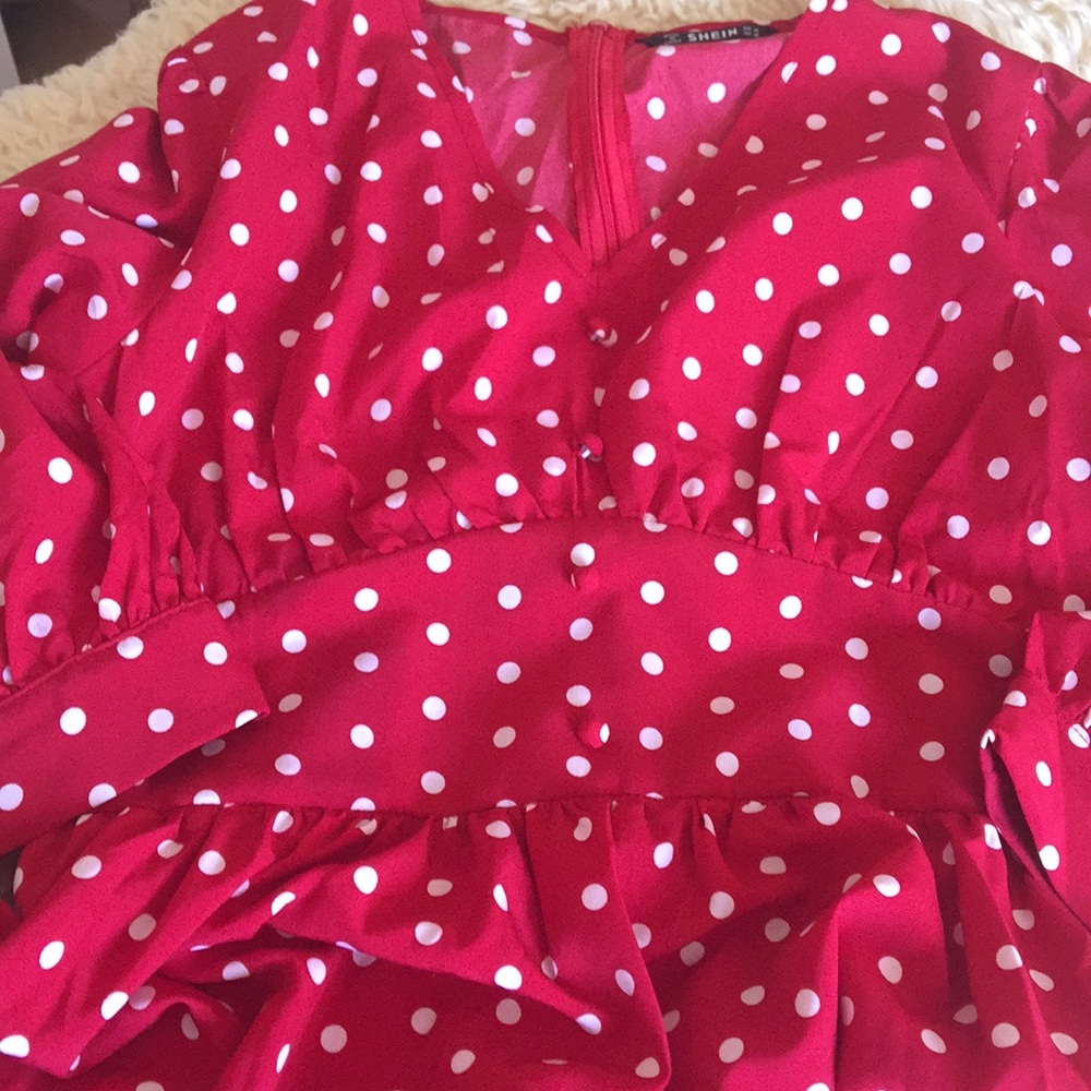 Red with white polka dot Dress - Picture 5 of 7